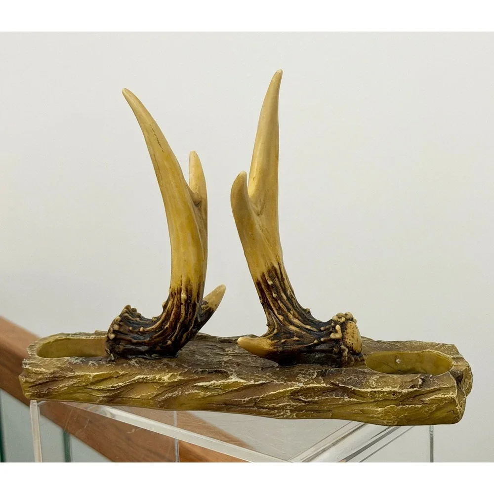 Rivers Edge Faux Antler Salt & Pepper Napkin Holder Rustic Trinket Ring Holder